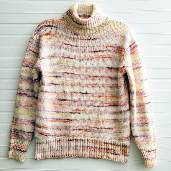 Mexx Sweater Womens Small Turtleneck Pastel Stripes Cozy Soft Knit Retro - Picture 1 of 9